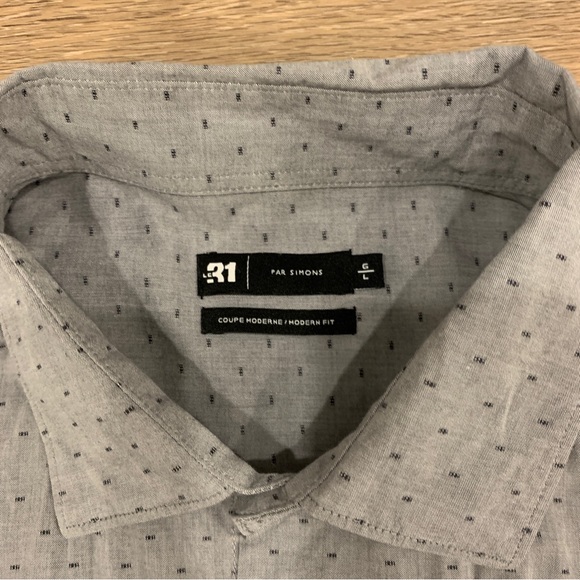 Simons - slim fit grey and black polka dot shirt - Picture 3 of 6